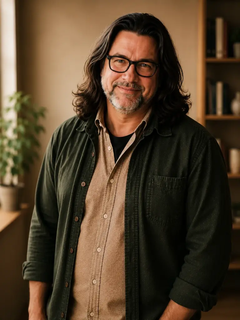 Michael Zeletzky, Marketingberater aus Trebbin bei Berlin, lächelt freundlich in seinem Büro